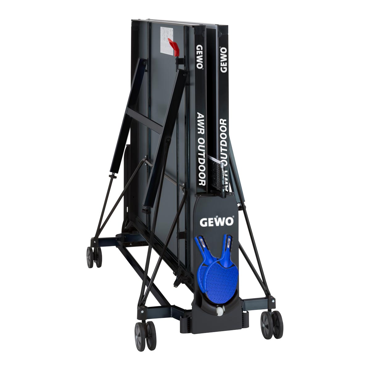 Gewo Tafeltennistafel AWR Outdoor inclusief 2 bats en ballen grijs