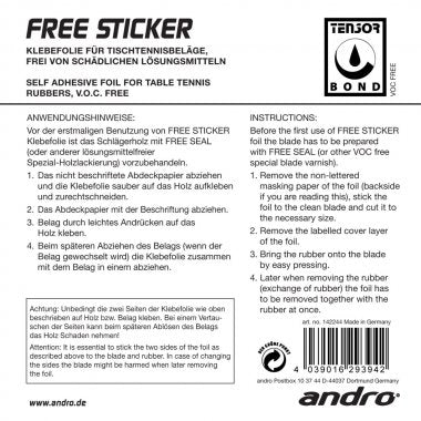 Andro Gluing sheet Free sticker